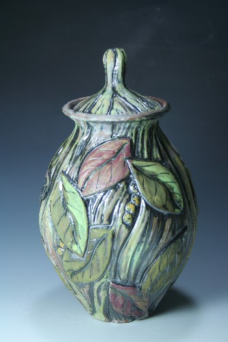 Laurel Leaf Covered Jar